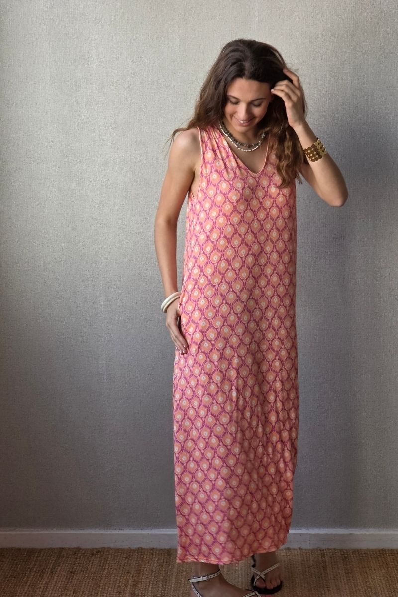 Vestido estampado de fuego naranja