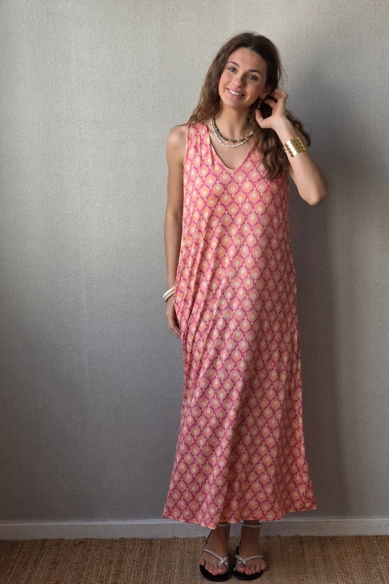 Vestido estampado de fuego naranja