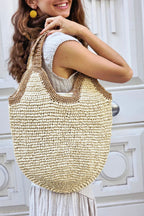 Bolso rafía en color natural y dorado