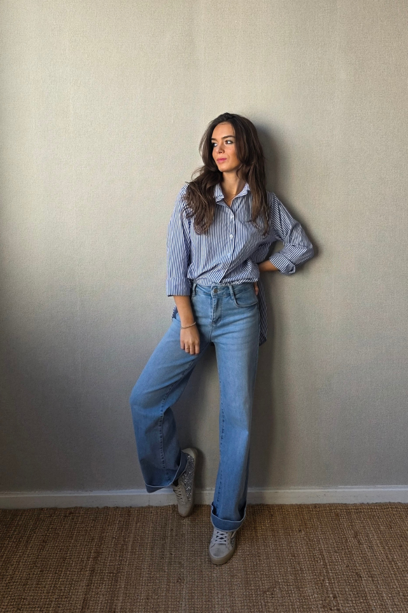 Camisa Rayas Azul Marino