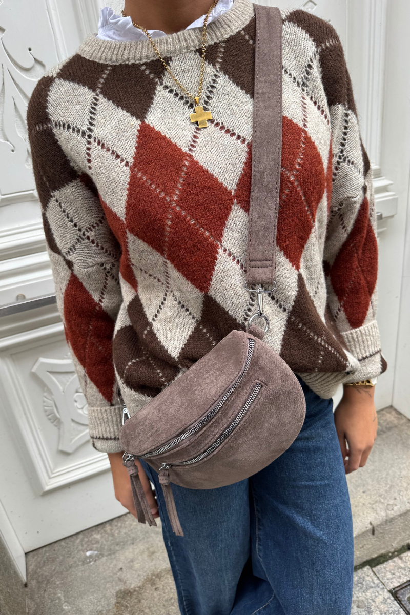 Jersey de rombos beige