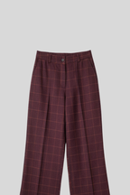 Pantalón tipo lana de cuadros granate