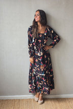 Vestido estampado flores negro