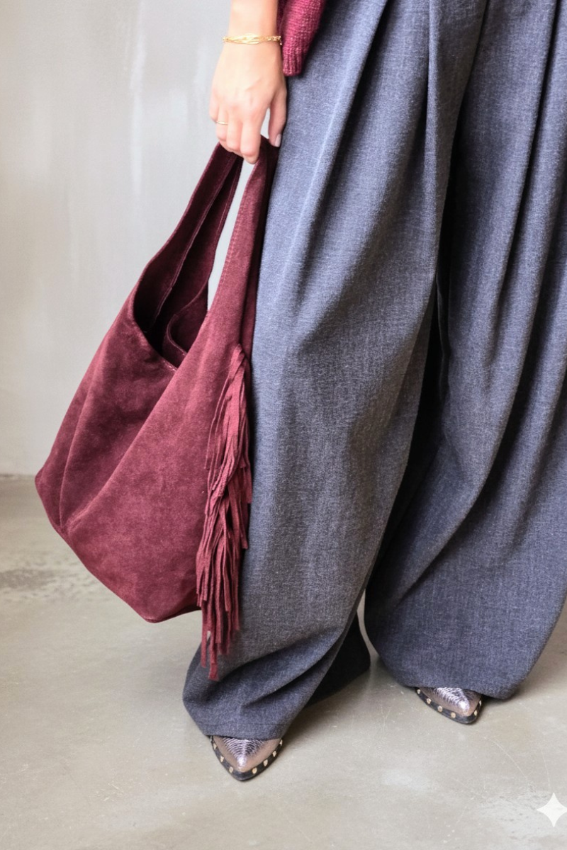 Pantalón palazzo mezclilla gris