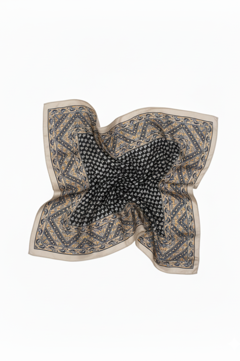 PAÑUELO ESTAMPADO FLORES NEGRO