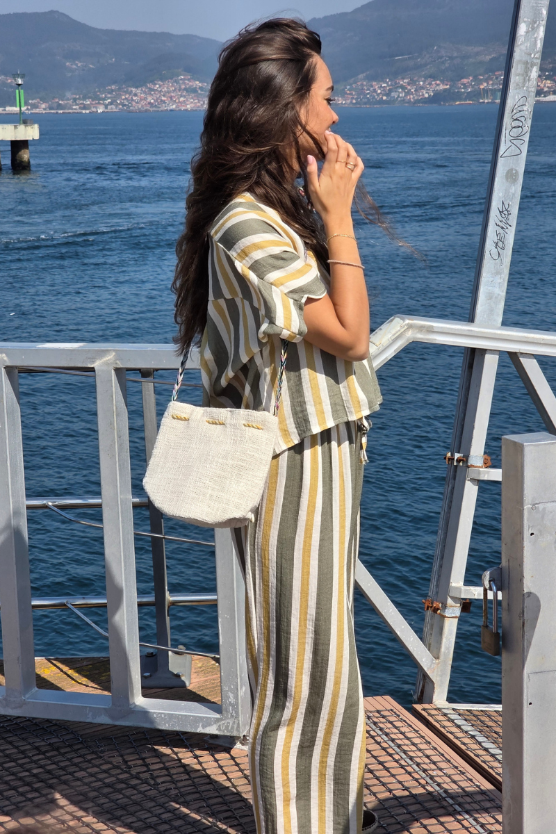 Camisa de Rayas Caqui