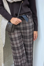 Pantalón palazzo cuadros marrón