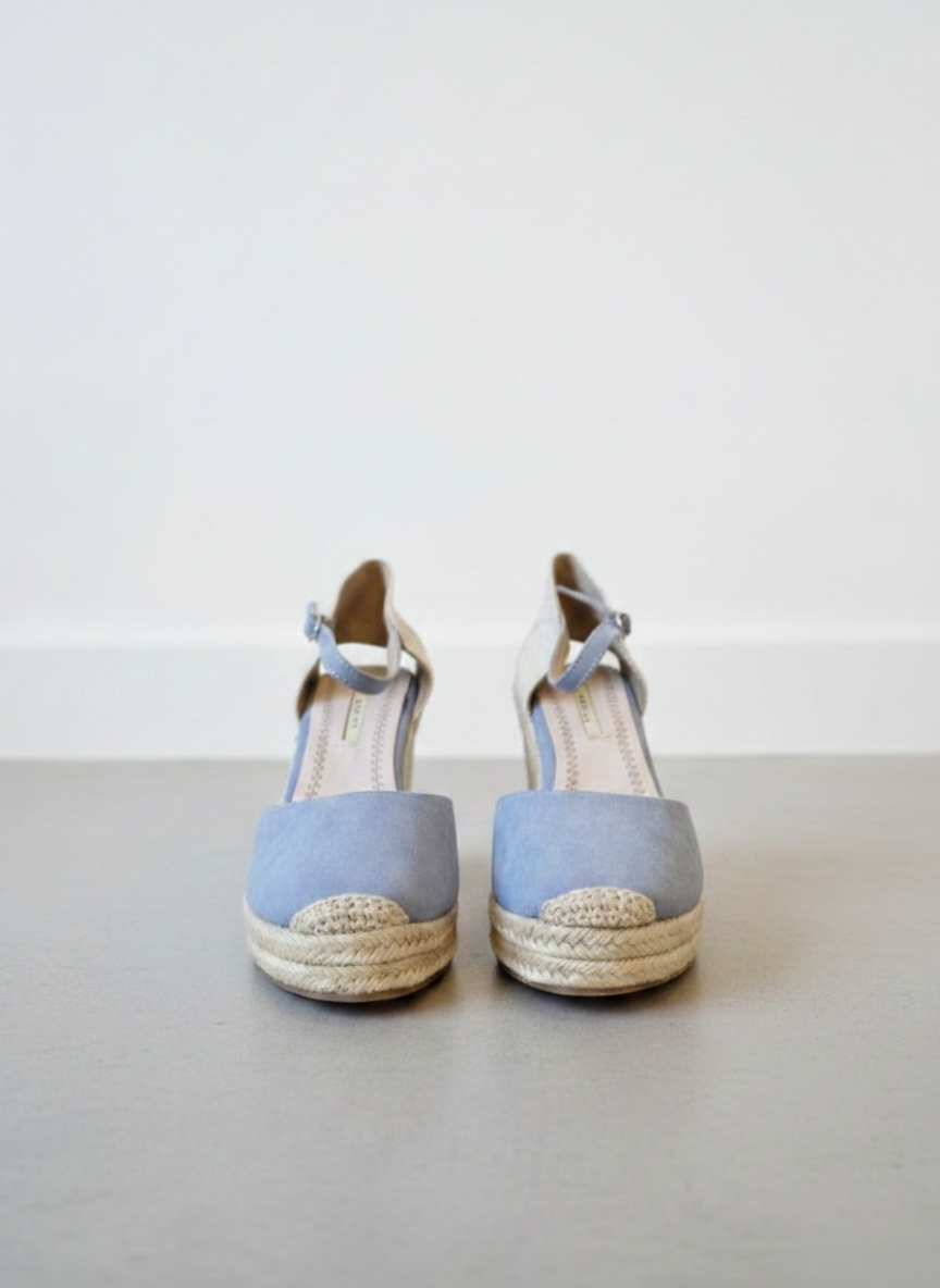 Alpargata Valenciana Media Cuña - Azul Claro