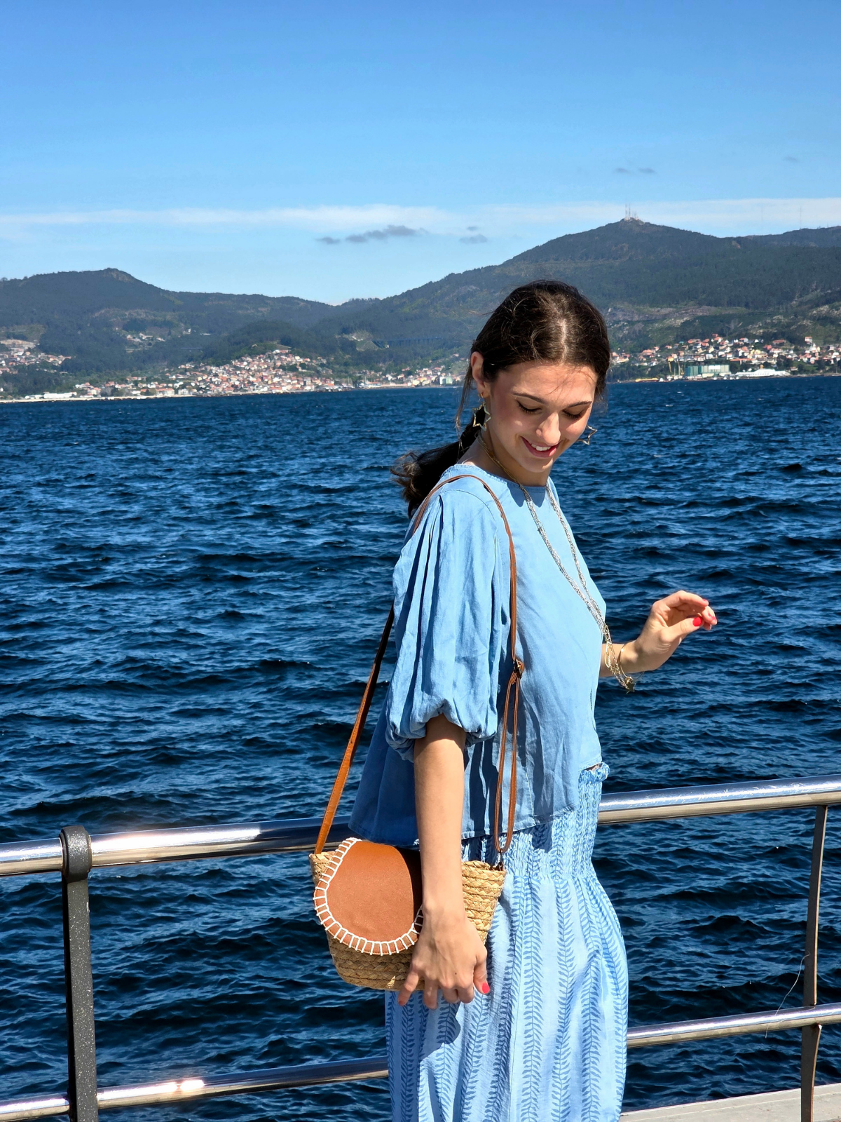 Blusa Manga Globo Azul Jean Claro