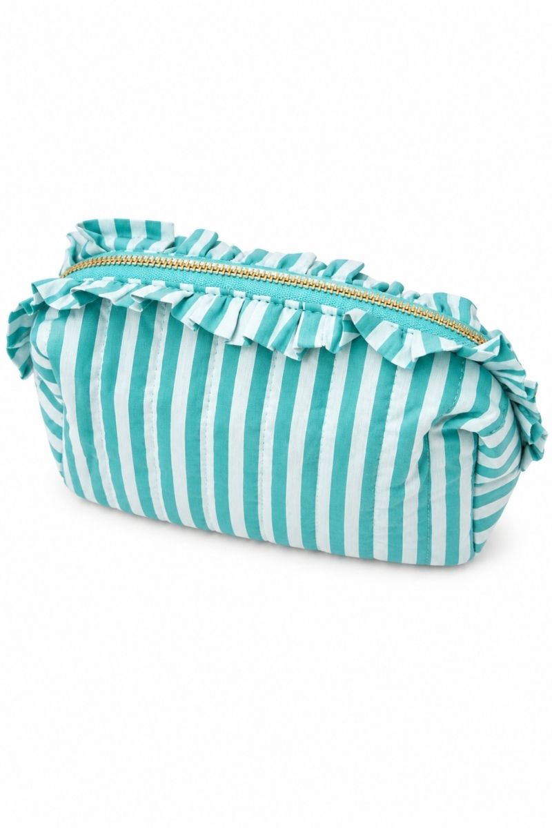 Bolso de mano/ neceser de rayas verde