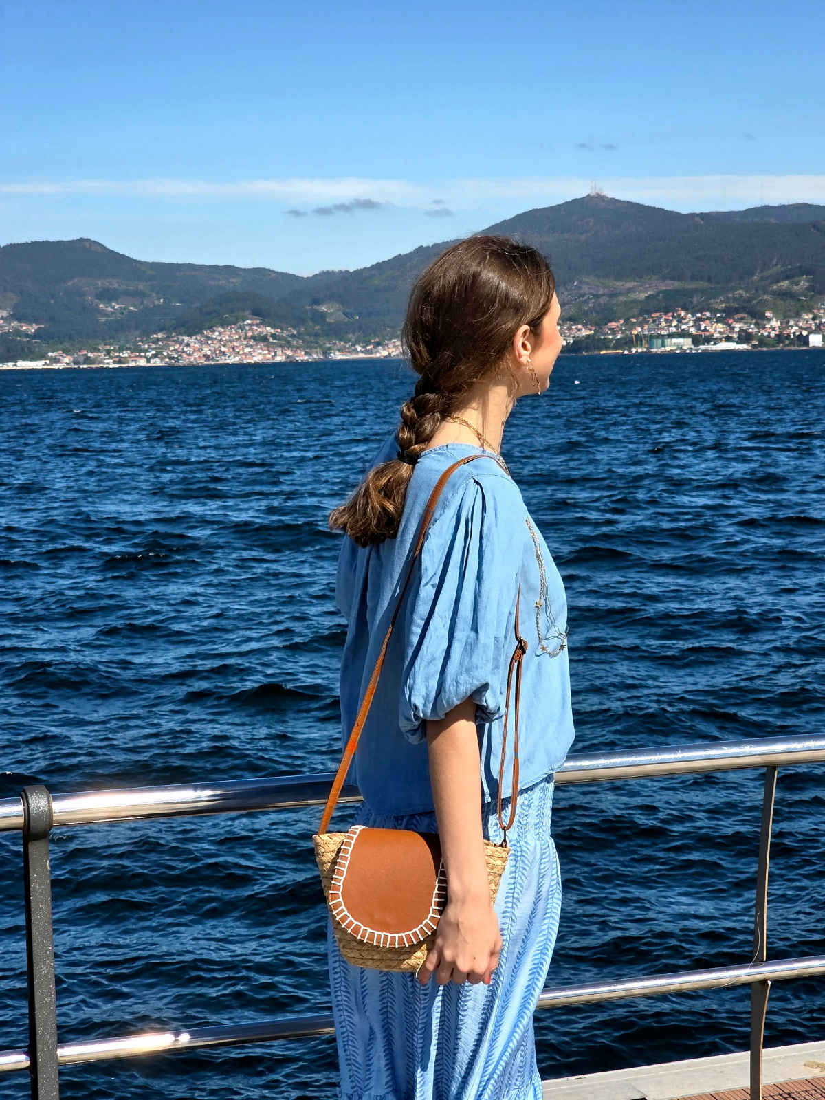 Blusa Manga Globo Azul Jean Claro