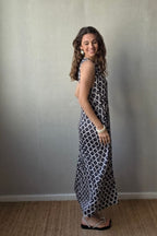 Vestido estampado de fuego negro