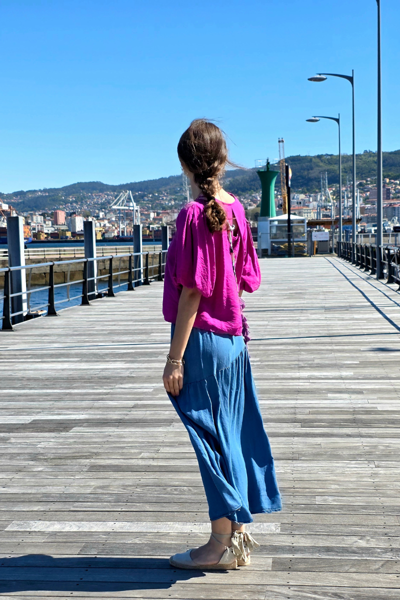 Falda Azul Jeans Oscuro Volante