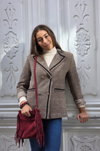 Americana de espiguilla beige