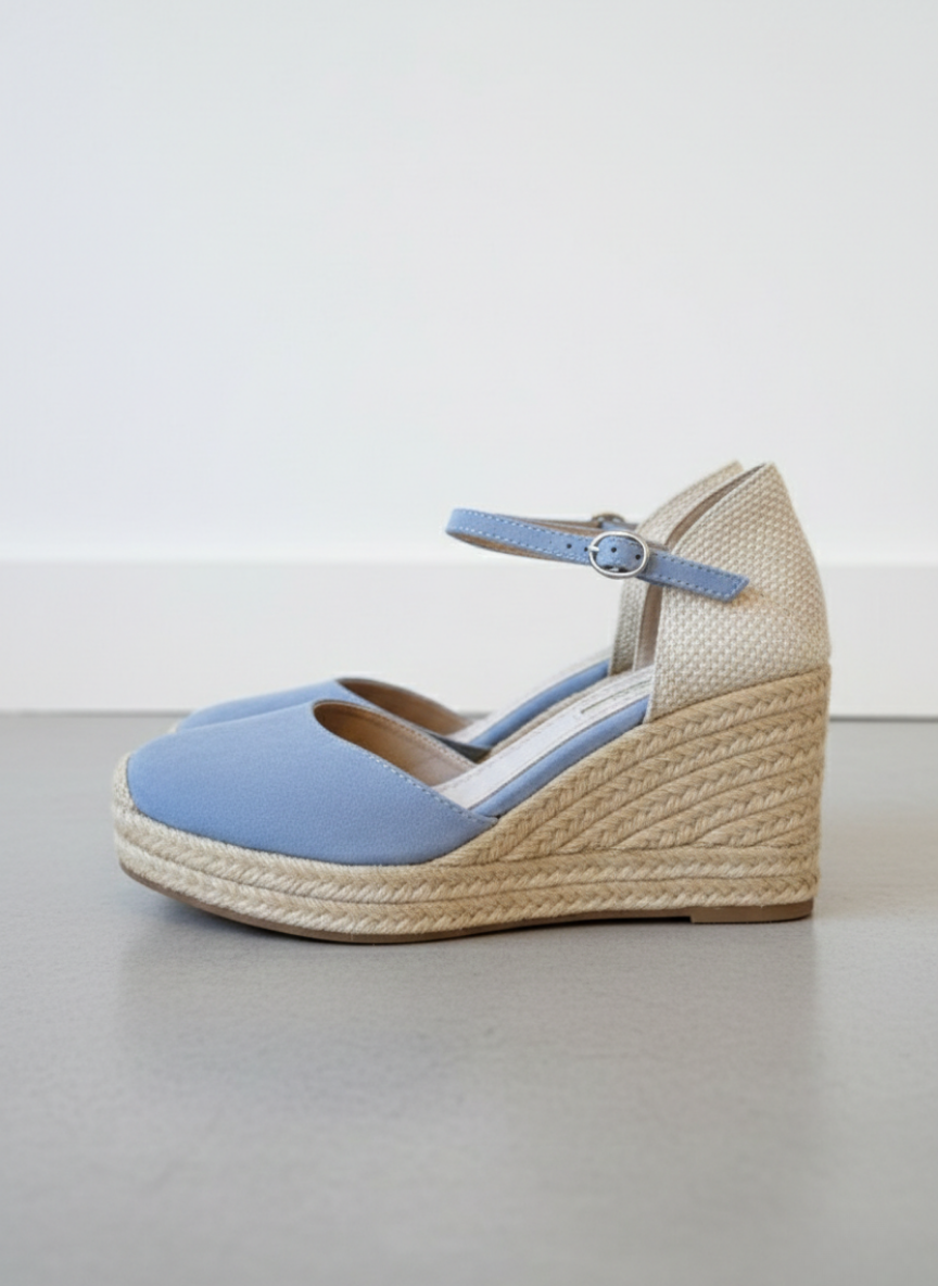 Alpargata Valenciana Media Cuña - Azul Claro