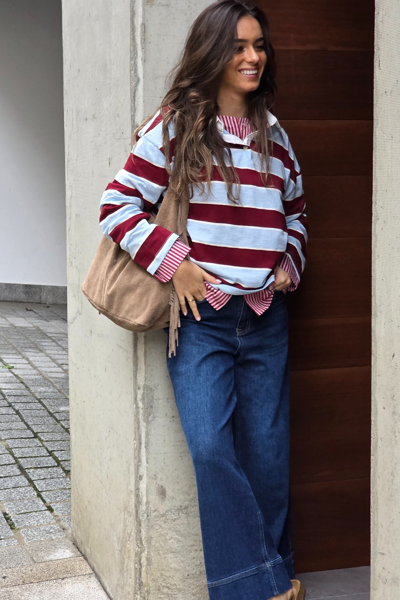 Polo de rayas azul jean