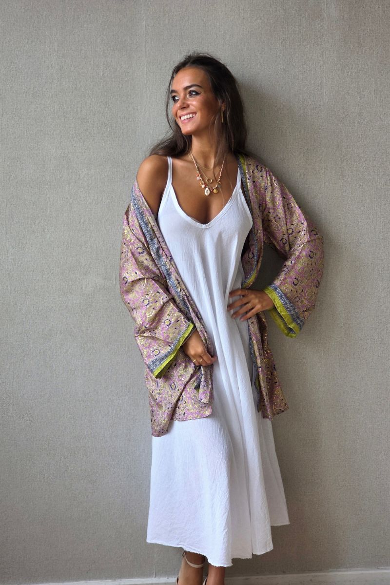 Vestido de tirantes cortado al bies Blanco