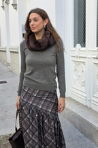 Falda Pía de cuadros escocesa asimétrica verde caqui