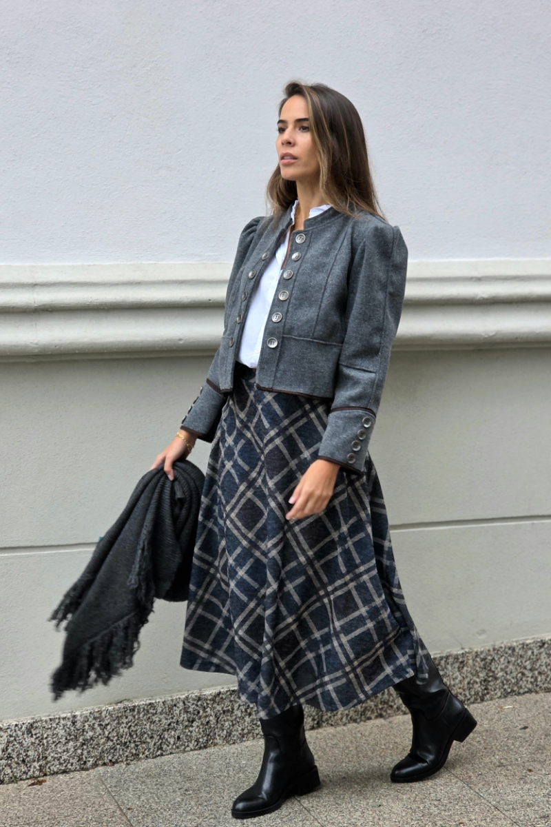 Falda de cuadros grandes azul
