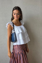 Top tres volantes blanco