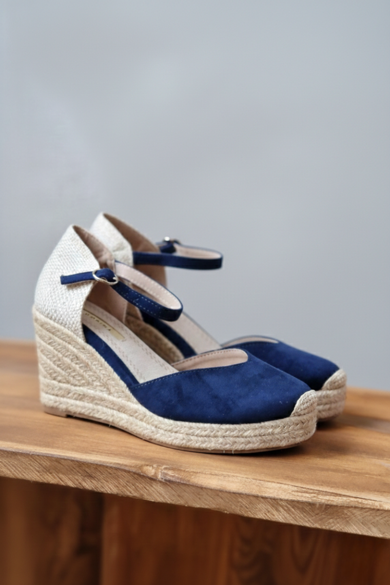 Alpargata Valenciana Cuña Azul - Plataforma Yute 8cm