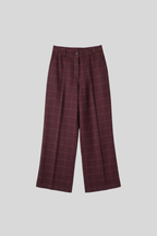 Pantalón tipo lana de cuadros granate