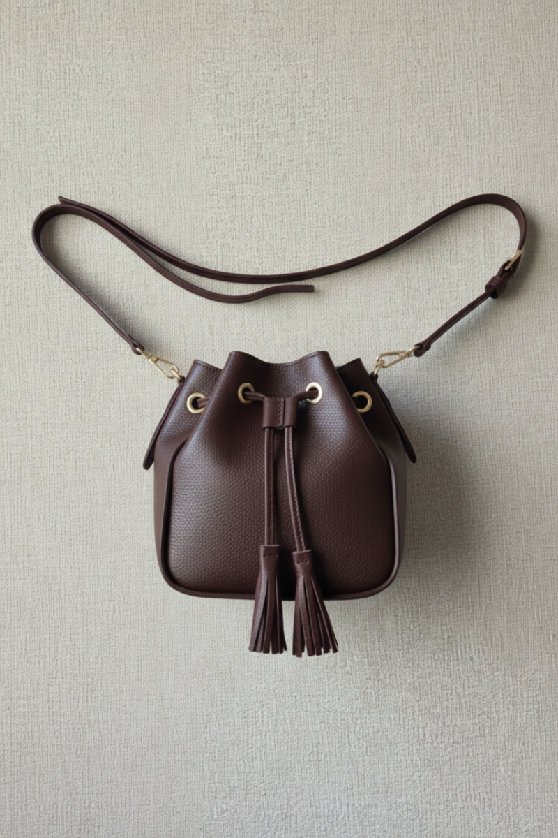 Bolso bombonera de piel chocolate