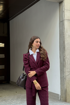 Chaqueta tipo americana de cuadros granates