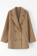 Abrigo de paño básico seis botones camel