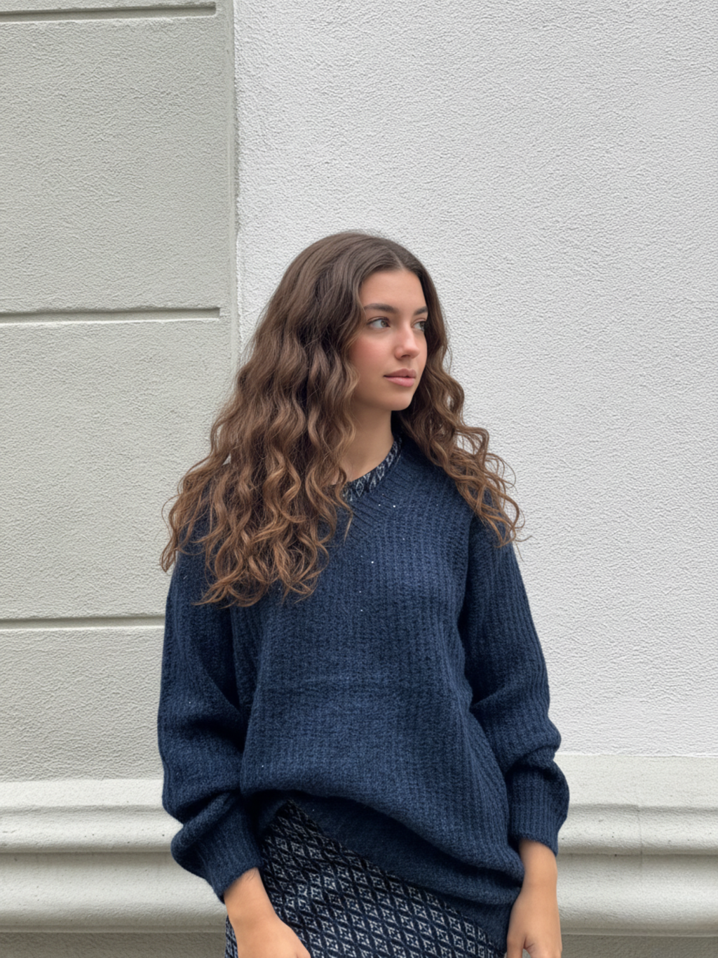 Jersey Olivia de punto con brillos azul marino