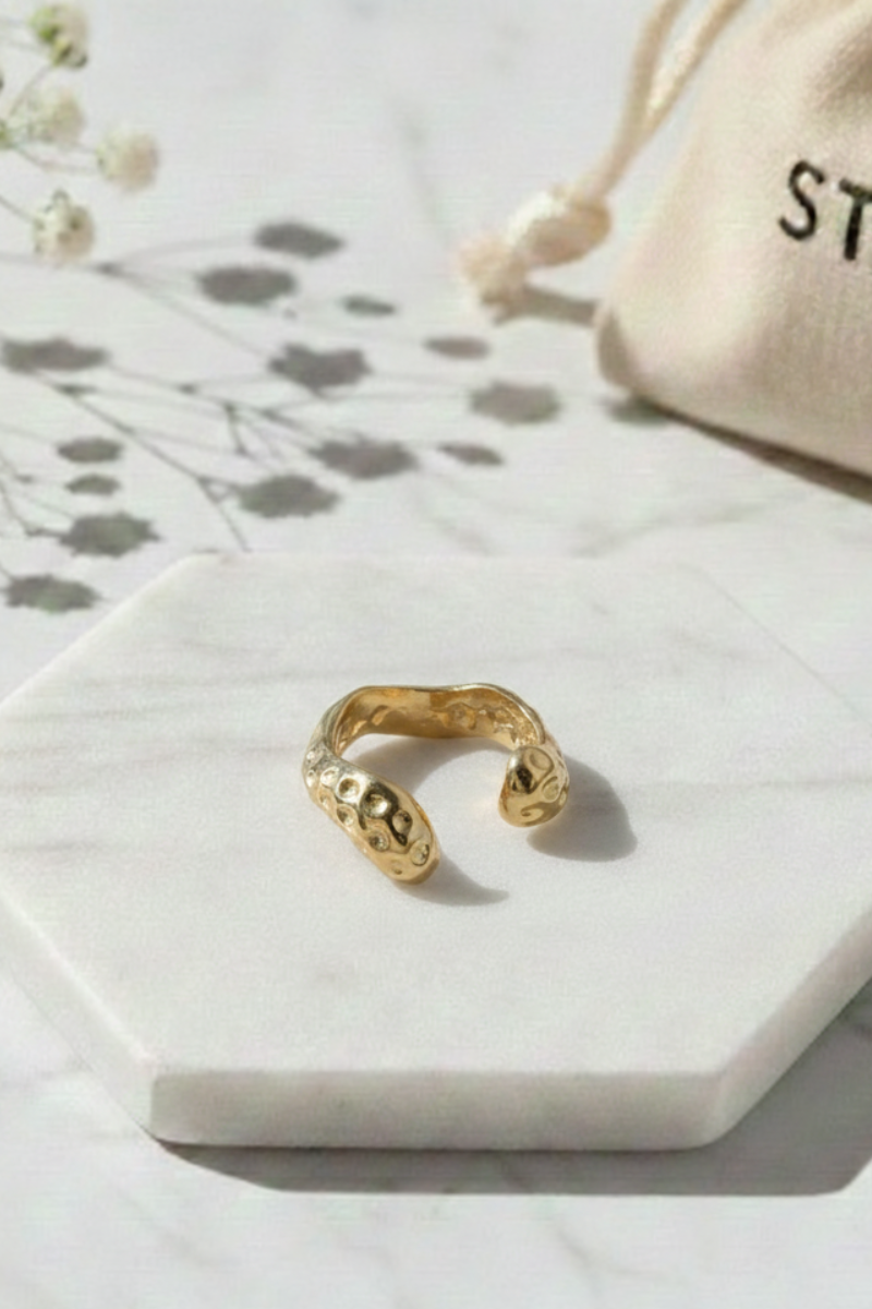 Anillo dorado de acero aspecto de serpiente