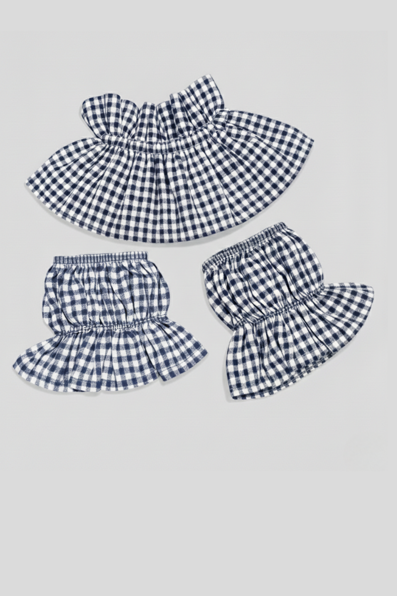 Conjunto de puño y cuello vichy azul marino