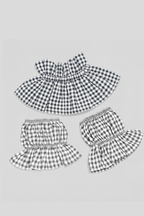Conjunto de puño y cuello vichy gris