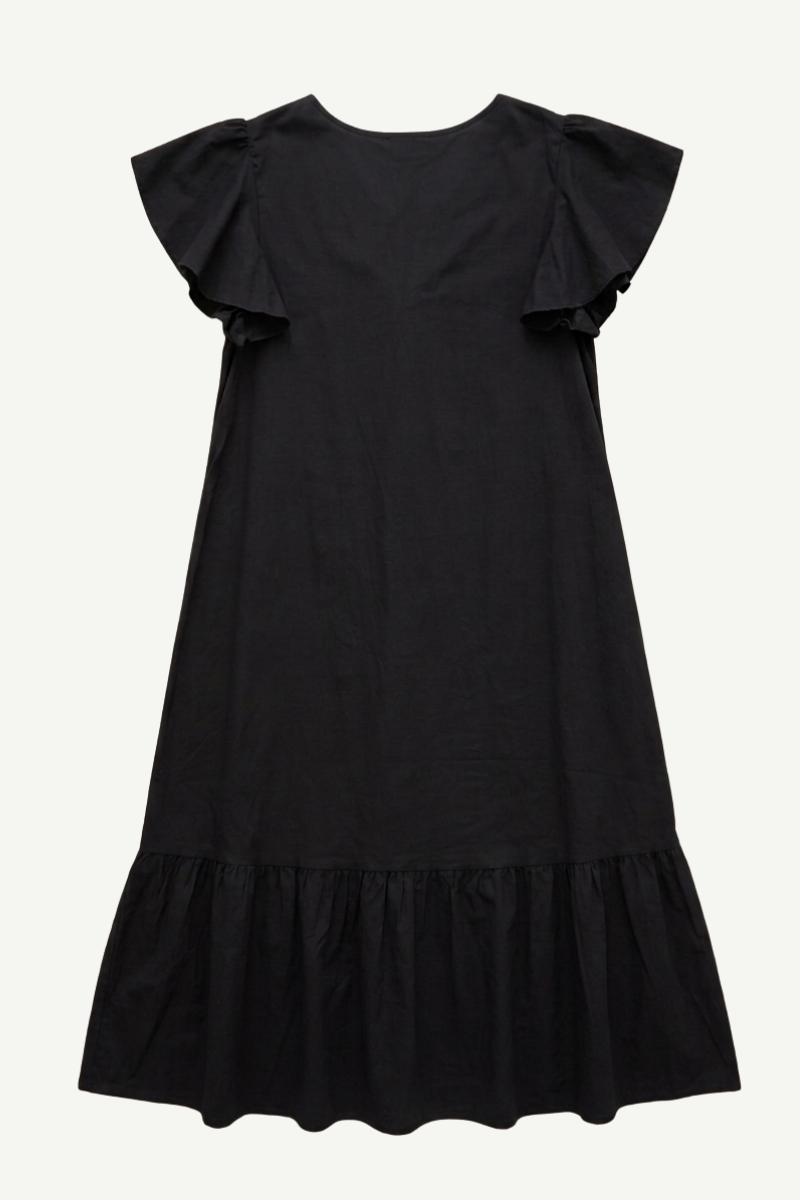 Vestido Largo Manga Volante negro