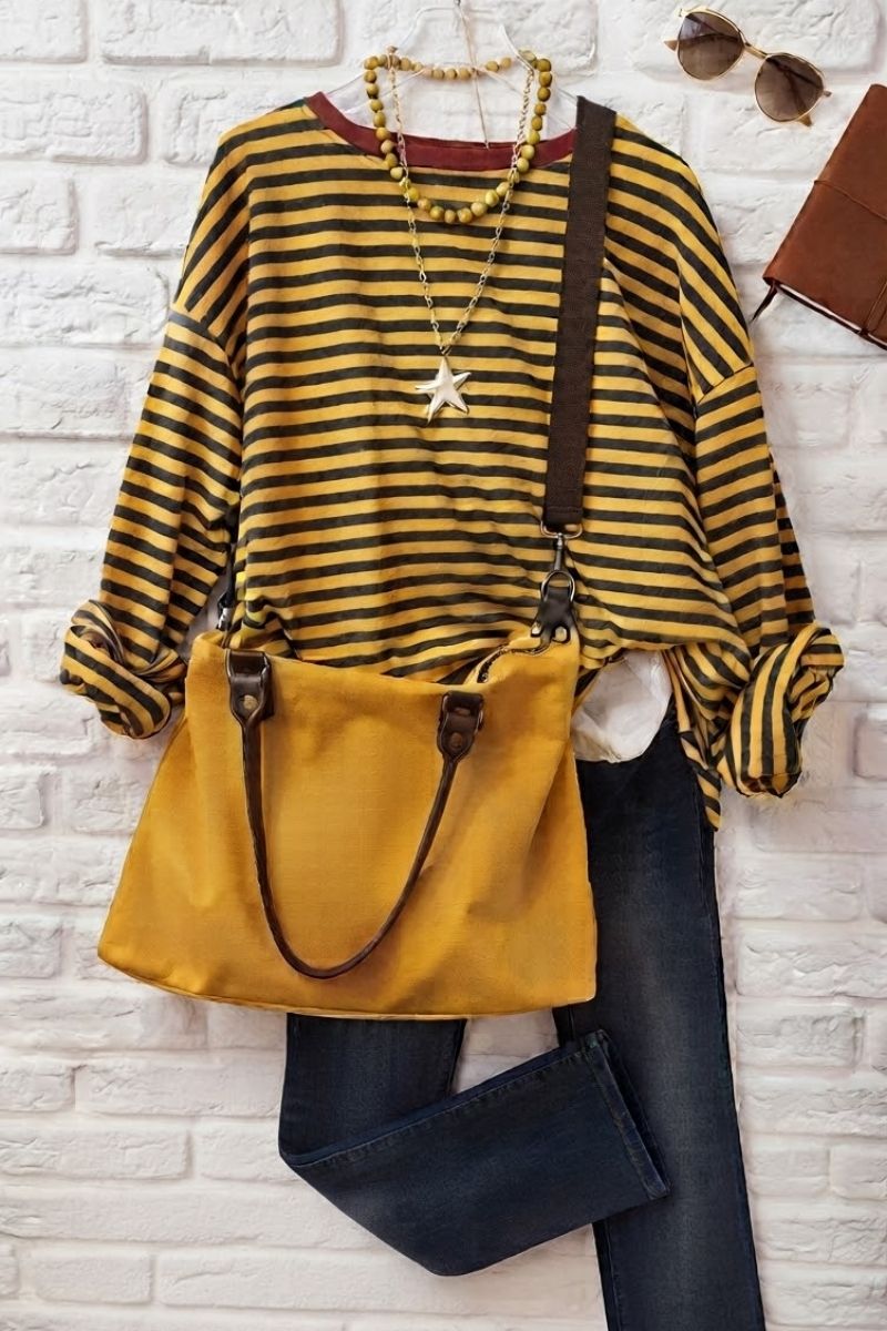 Bolso loneta oversize mostaza con opción a personalizar
