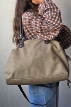 Bolso oversize de loneta y pieltopo con opción a personalizar