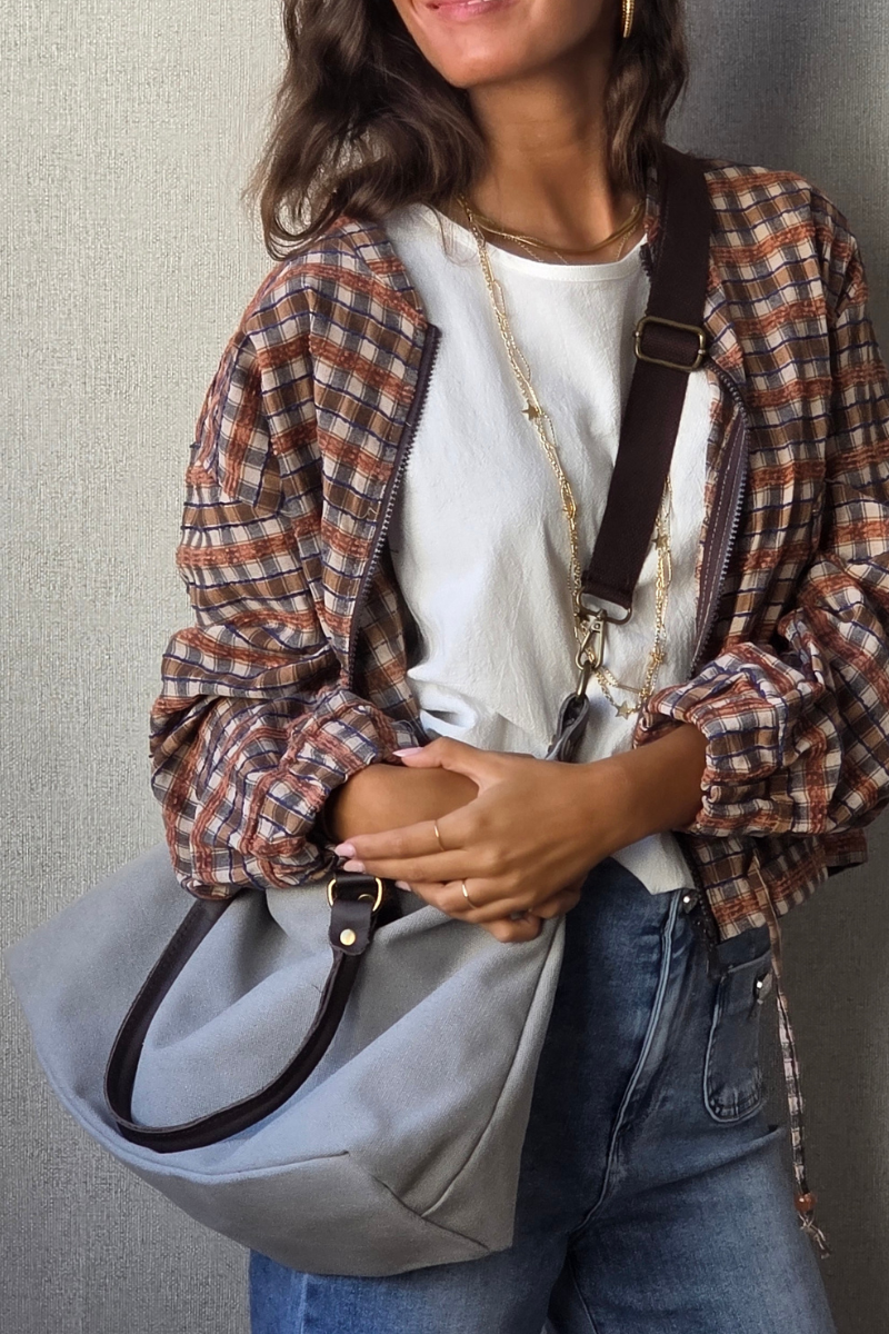 Bolso loneta oversize gris con opción a personalizar