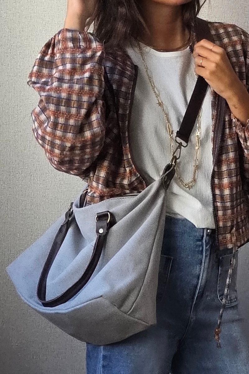 Bolso loneta oversize gris con opción a personalizar