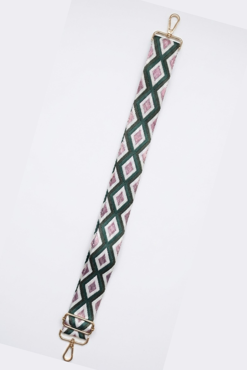 Correa para bolsos verde y rosa