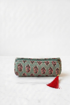 Estuche/neceser verde bonito telas indias