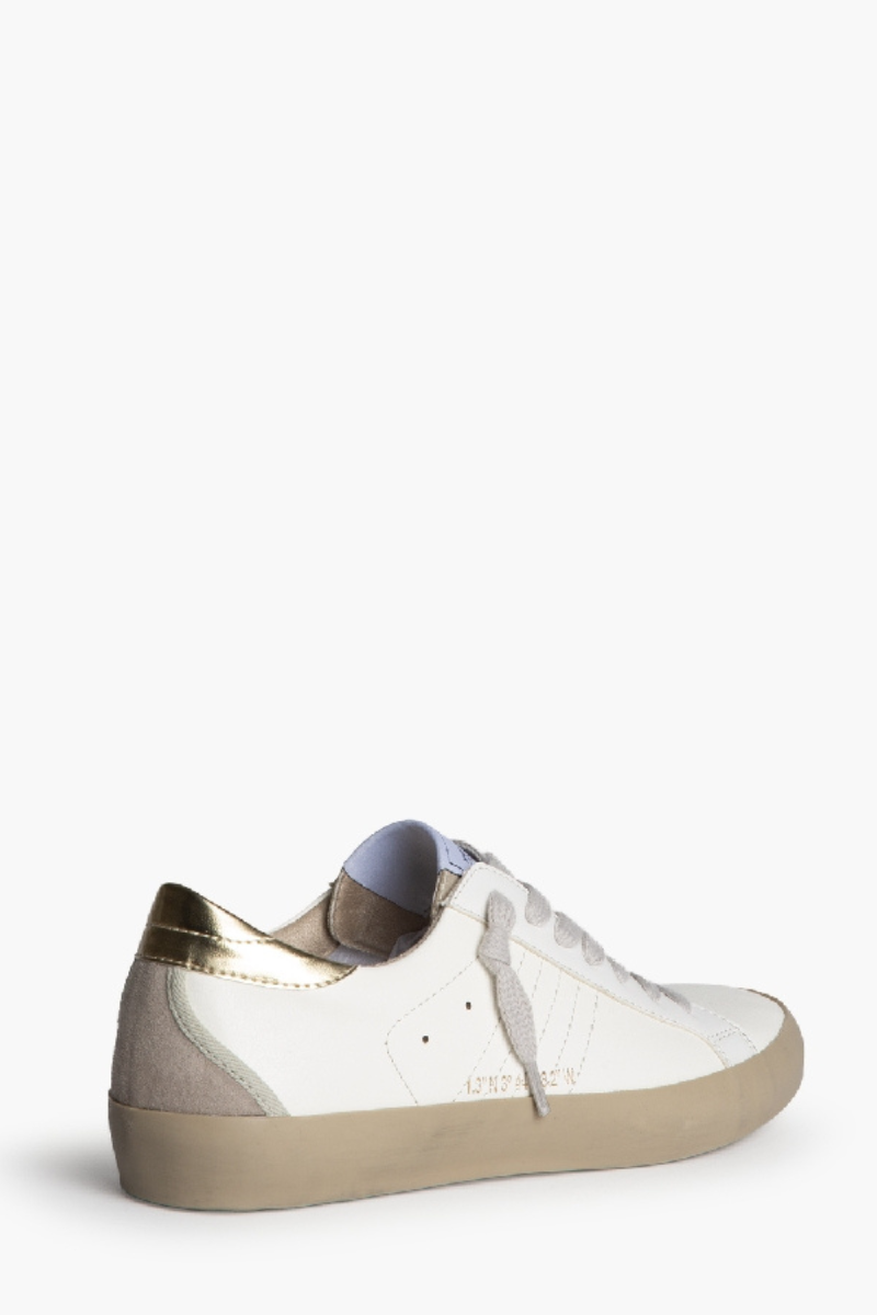 Zapatilla Deportiva Retro Mujer Blanca y Dorada Glitter - Estilo Casual