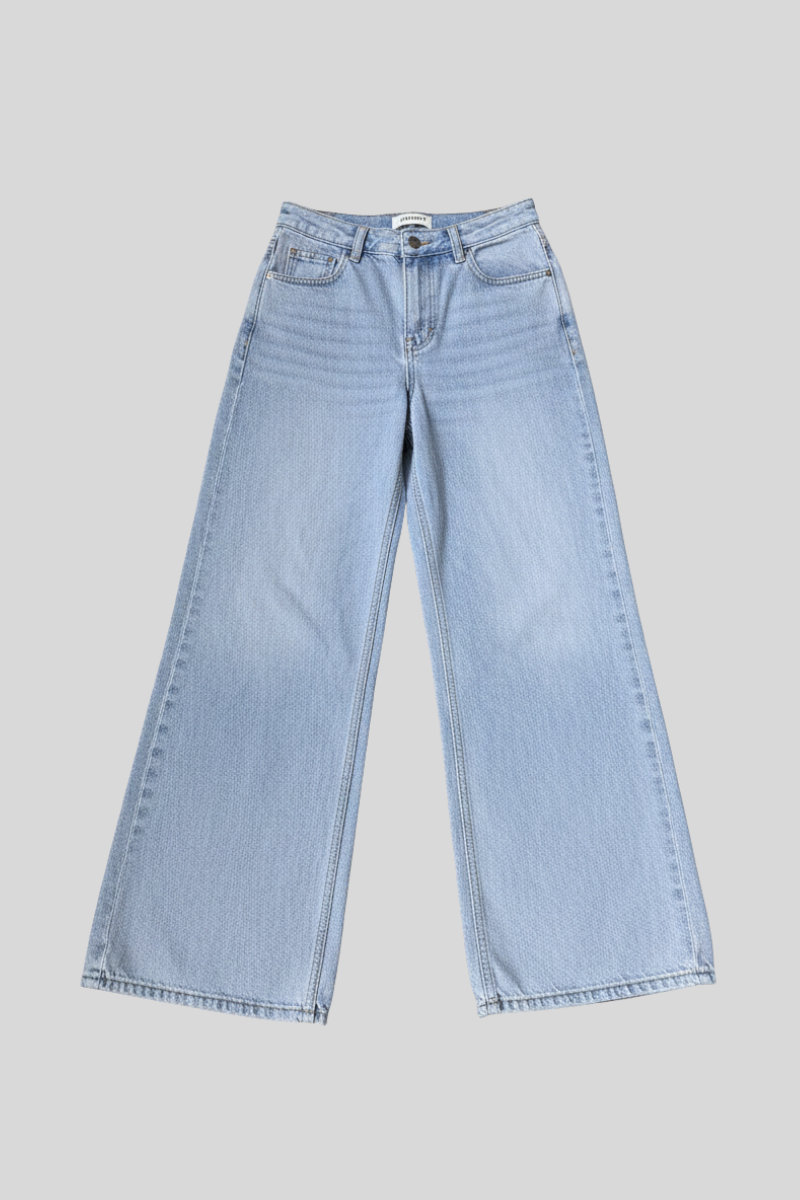 Vaquero azul con estrellas wide-leg