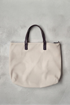 Bolso oversize de loneta y piel beige  con opción a personalizar