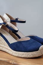 Alpargata Valenciana Cuña Azul - Plataforma Yute 8cm
