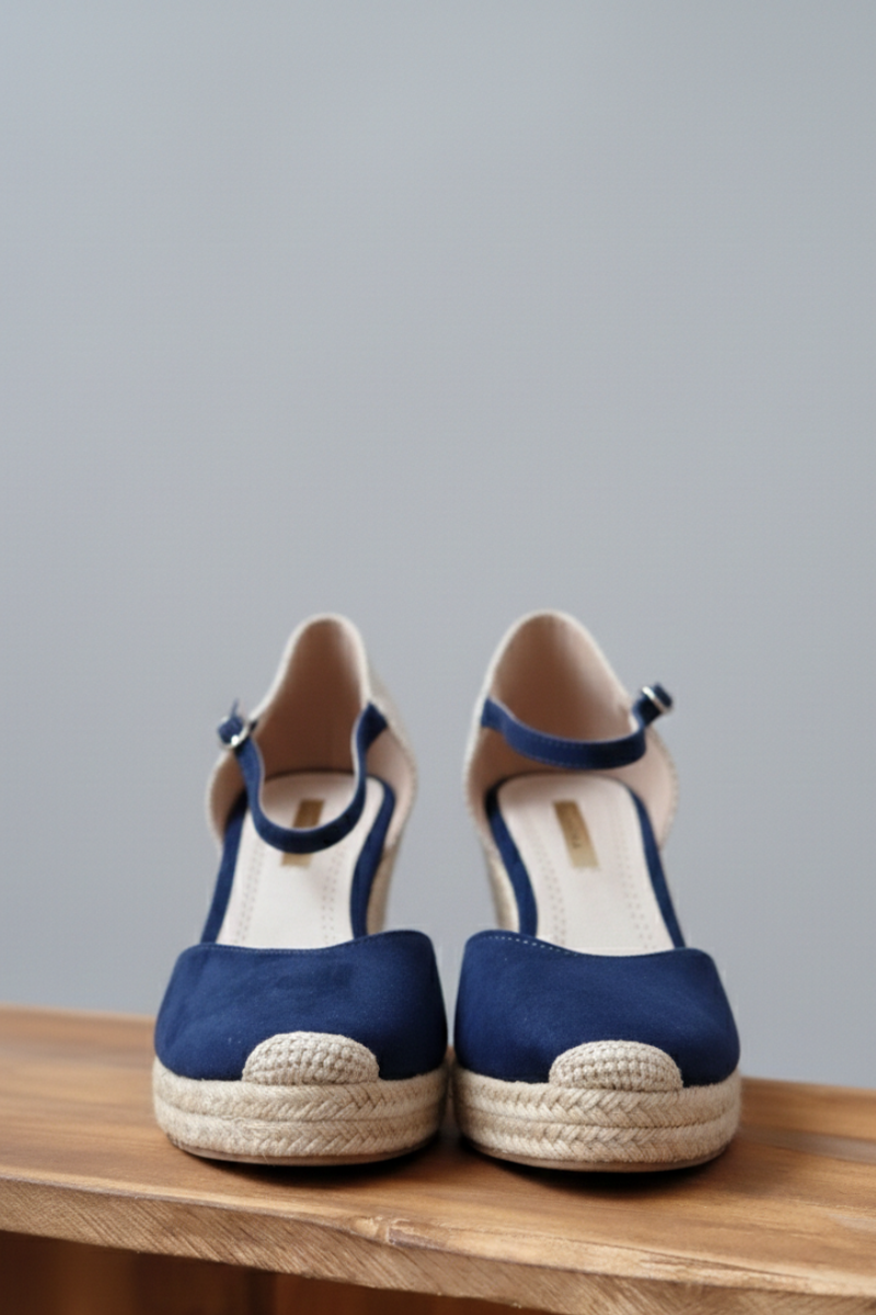 Alpargata Valenciana Cuña Azul - Plataforma Yute 8cm