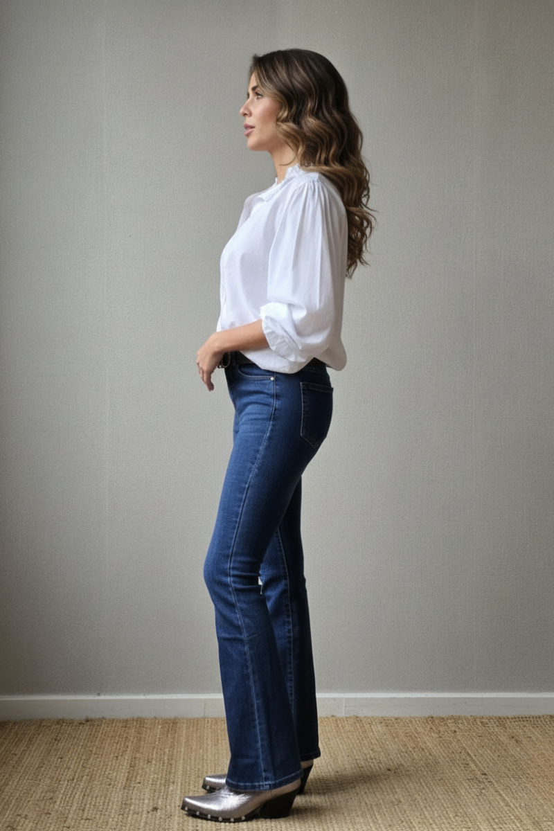 Vaquero flare elástico azul