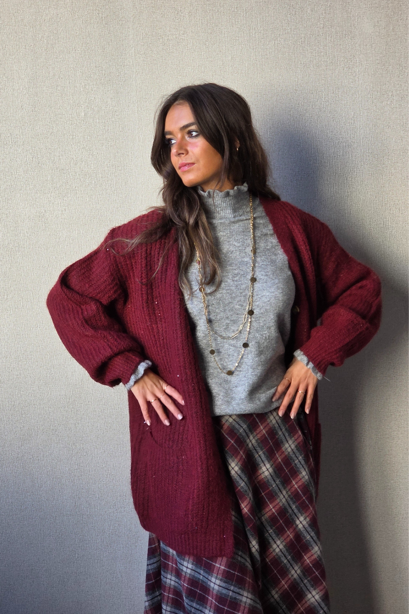 Chaqueta de punto Olivia granate