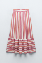 Falda Rayas Rosa con Volantes