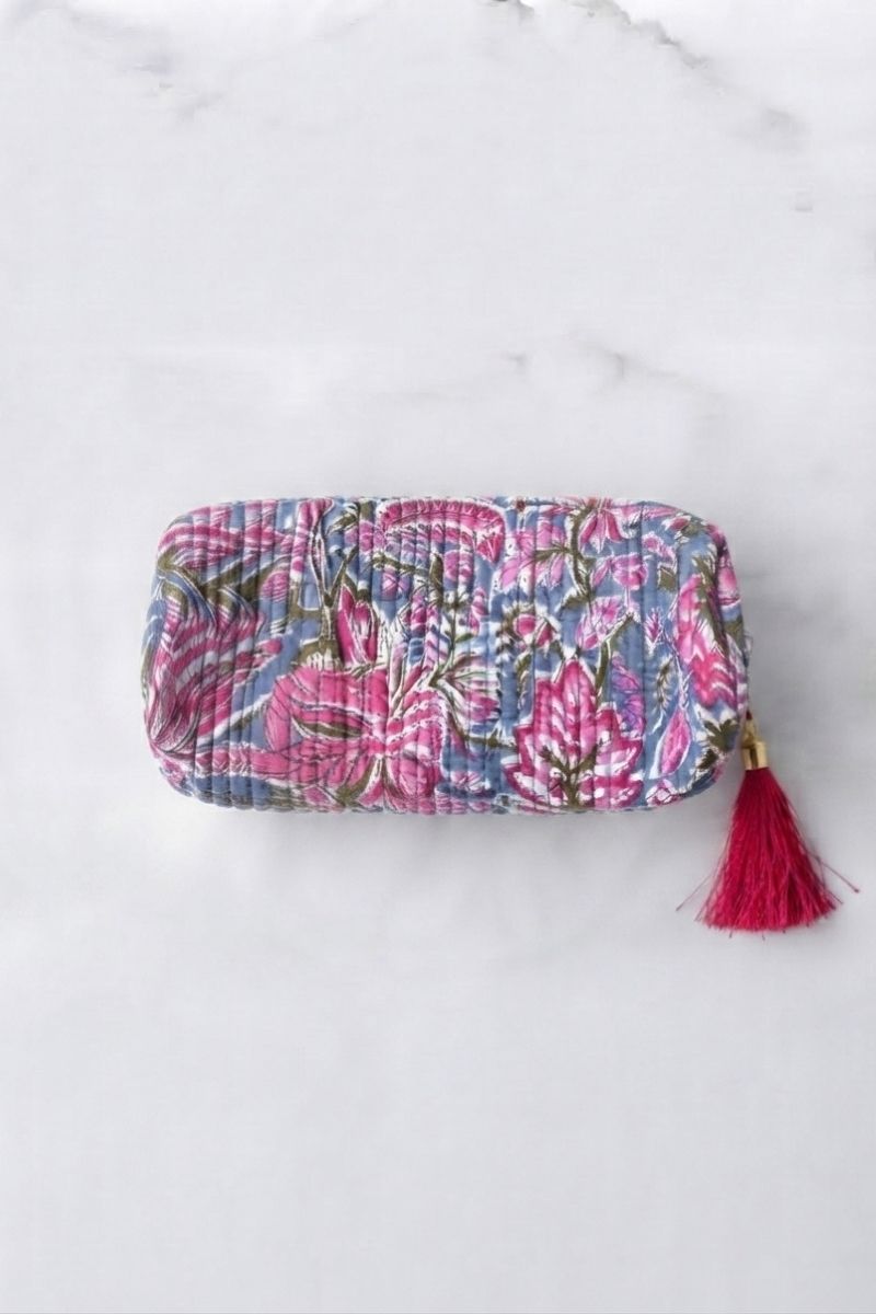 Estuche/neceser azul jean telas indias