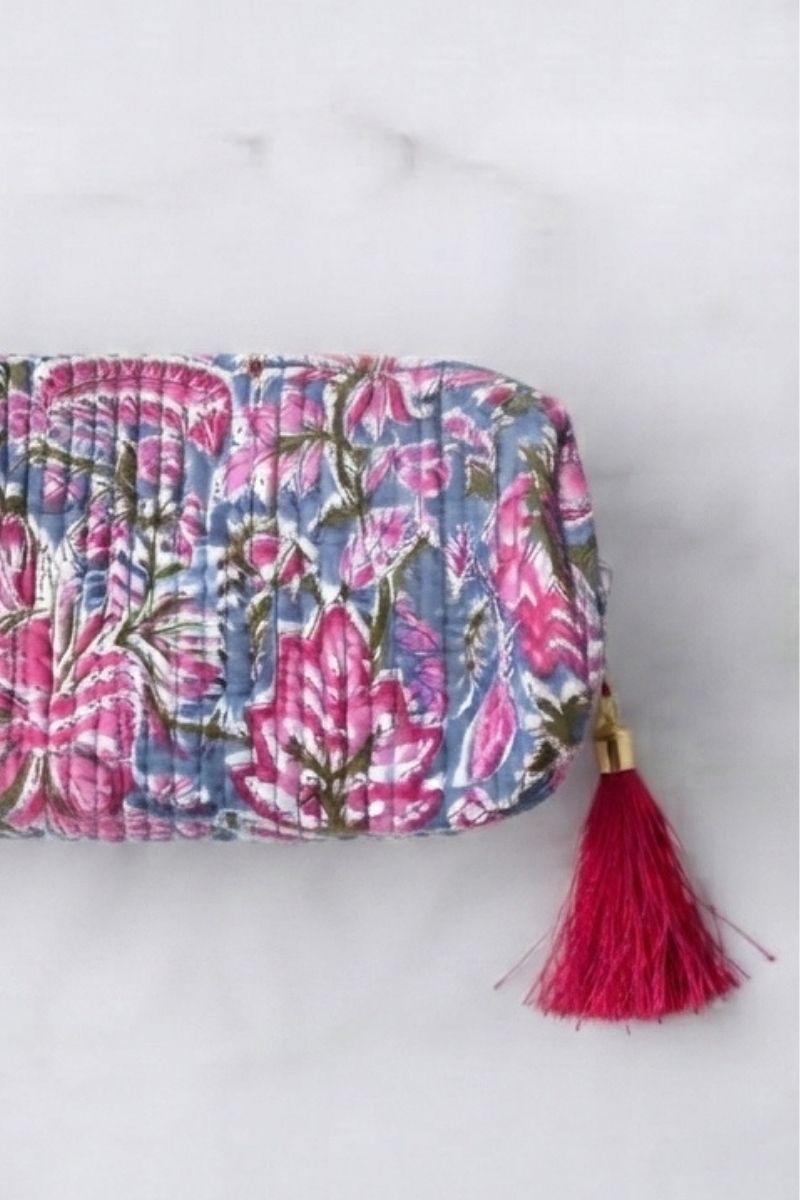 Estuche/neceser azul jean telas indias